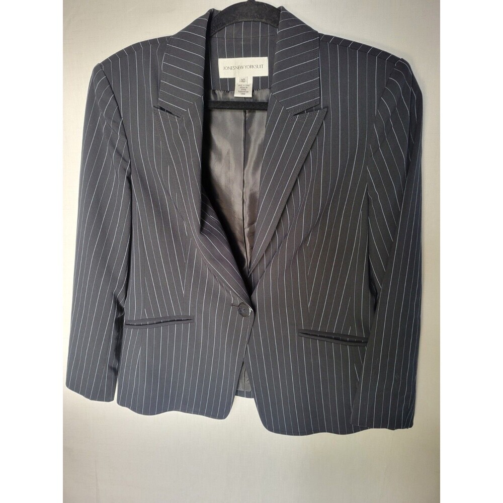 Jones New York Blazer 10 Single Breasted One Button Stripe